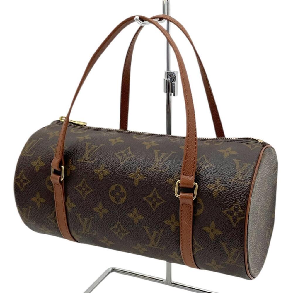 LOUIS VUITTON Papillon Monogram Handbag Boston Bag Brown